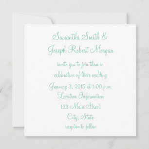 White en Seafoam Green Wedding Kaart