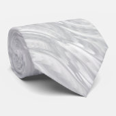 White en Silver Dust Silky Wave Pattern Stropdas (Opgerold)