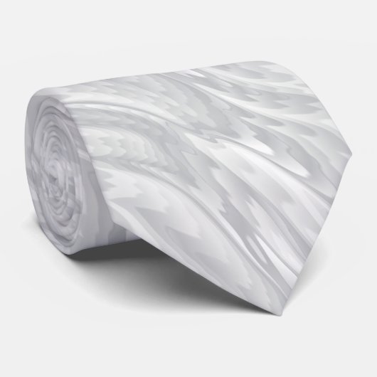White en Silver Dust Silky Wave Pattern Stropdas (Opgerold)