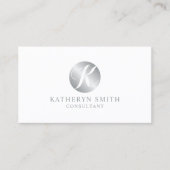 White en Silver Elegant Monogram Visitekaartje (Voorkant)