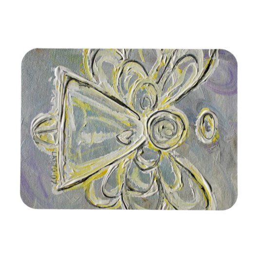 White en Silver Guardian Angel Custom Magnet Magneet (Horizontaal)