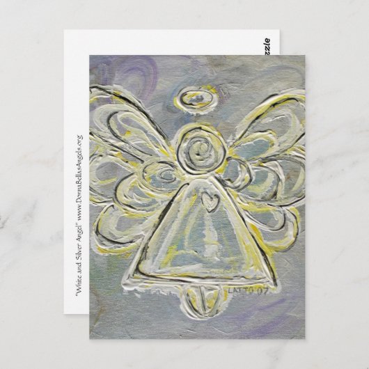 White en Silver Guardian Light Angel Briefkaart (Voorkant / Achterkant)