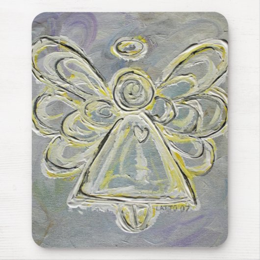 White en Silver Light Guardian Angel Mousepad Muismat (Voorkant)
