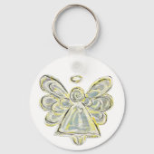 White en Silver Light Guardian Angel Sleutelhanger (Voorkant)
