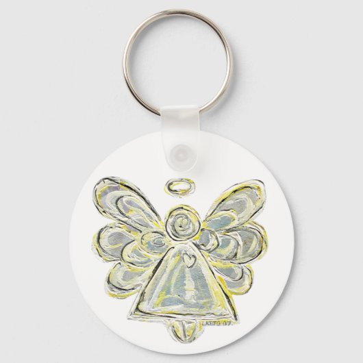 White en Silver Light Guardian Angel Sleutelhanger (Voorkant)