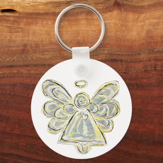 White en Silver Light Guardian Angel Sleutelhanger (Voorkant)