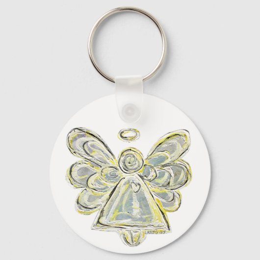 White en Silver Light Guardian Angel Sleutelhanger (Achterkant)