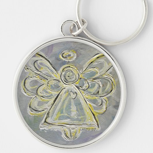 White en Silver Light Guardian Angel Sleutelhanger (Voorkant)