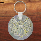 White en Silver Light Guardian Angel Sleutelhanger (Voorkant)