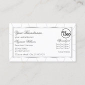 White en Silver Lijst Modern met diamanten en Logo Visitekaartje (Achterkant)