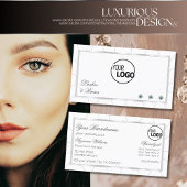 White en Silver Lijst Modern met diamanten en Logo Visitekaartje