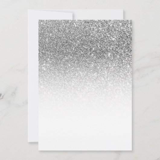 White en Silver Ombre Glitter Save the Date Kaart (Achterkant)