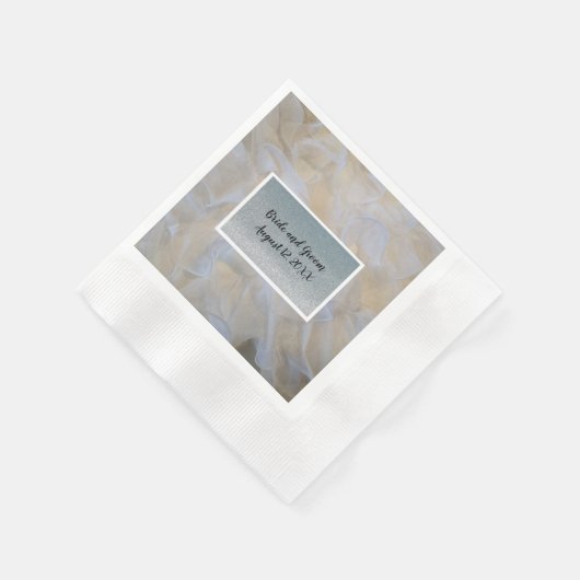 White en Silver Paper Napkins Servet (Hoek)