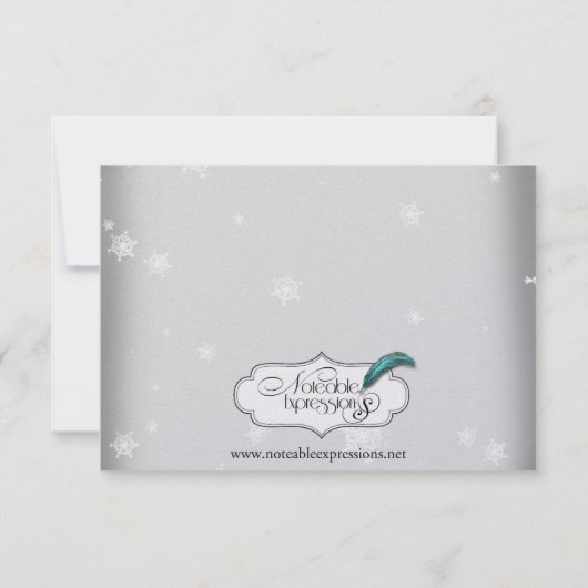 White en Silver Snowflake Weddenschap Invoegen Kaart (Achterkant)
