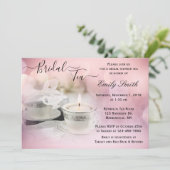 White en Silver Teacup on Pink Vrijgezellenfeest T Kaart (Staand voorkant)