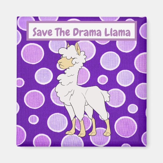 White en Tan Curly Hazard Llama op Polka Dots Magneet (Voorkant)