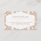 White en Tan Floral DamasPatroon 2 Visitekaartje (Achterkant)