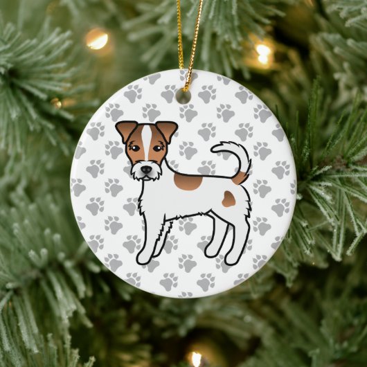 White en Tan Rough Coat Parson Russell Terrier Keramisch Ornament (Boom)