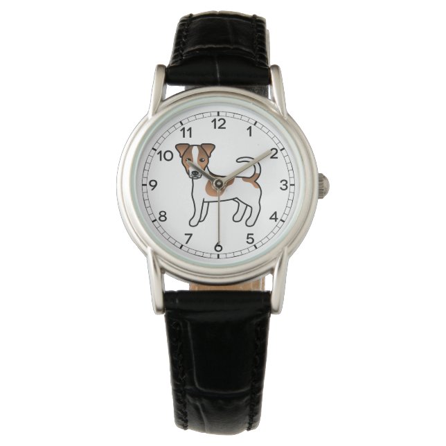 White en Tan Smooth Coat Jack Russell Terrier Dog Horloge (Voorkant)