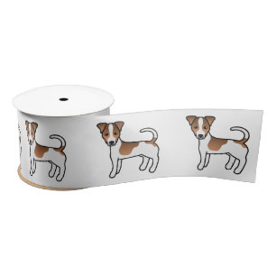 White en Tan Smooth Coat Jack Russell Terrier Dog Satijnen Lint