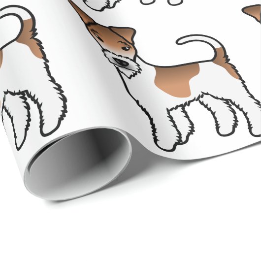 White en Tan Wire Fox Terrier Cute Dog Patroon Cadeaupapier (Rol Hoek)
