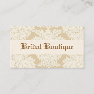 White en Taupe met Cream Damask Visitekaartjes