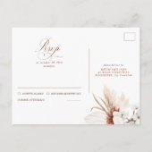White en Terracotta Flowers Wedding RSVP Briefkaart (Achterkant)