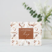 White en Terracotta Flowers Wedding RSVP Briefkaart (Staand voorkant)