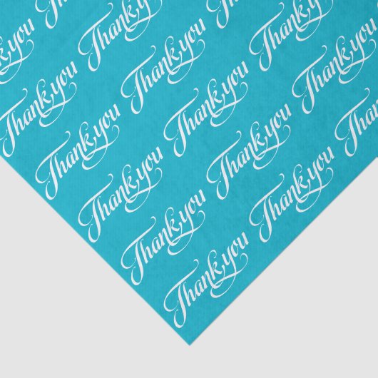 White en Turquoise Dank je patroon Tissuepapier (Detail)