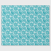 White en Turquoise Floral Damascus Pattern Cadeaupapier (Vlak)