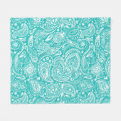 White en Turquoise Floral Paisley Pattern Fleece Deken (Voorkant (Horizontaal))