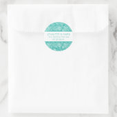 White en Turquoise Paisley Pattern Ronde Sticker (Tas)