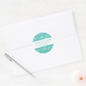 White en Turquoise Paisley Pattern Ronde Sticker (Envelop)