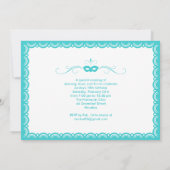 White en Turquoise Quinceanera Masquerade Invite Kaart (Achterkant)