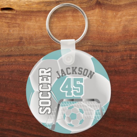 White en White Soccer ⚽ Ball Sport Sleutelhanger (Achterkant)