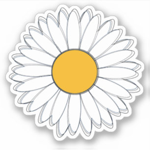 White en Yellow Daisy Graphic Sticker