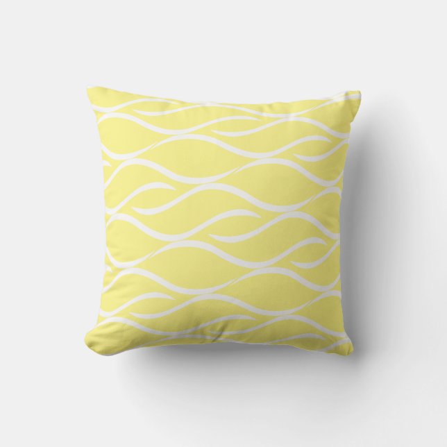 White en Yellow Swirl Pattern Kussen (Voorkant)