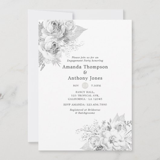 White Engagement Party Kaart (Voorkant)