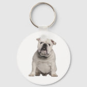 White English Bulldog Puppy Dog Sleutelhanger (Voorkant)
