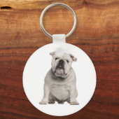 White English Bulldog Puppy Dog Sleutelhanger (Voorkant)