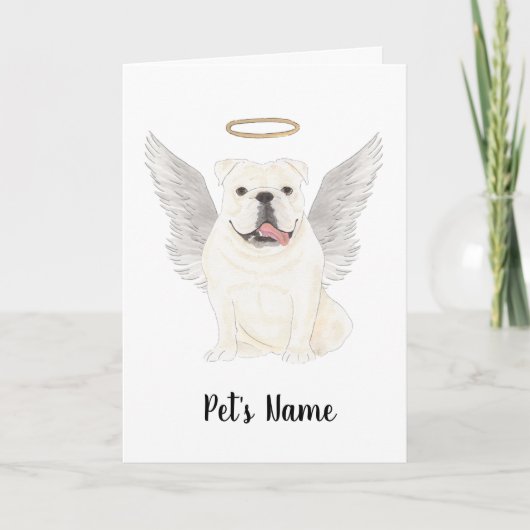 White English Bulldog Sympathy Memorial Kaart (Voorkant)
