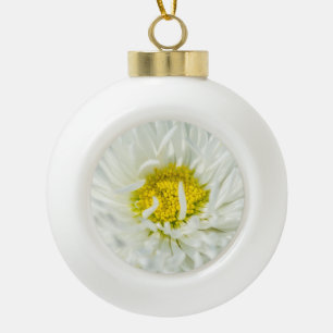 White English Daisy Flower Keramische Bal Ornament