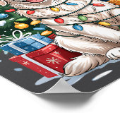 White English Golden Retriever Santa Hat Christmas Poster (Hoek)