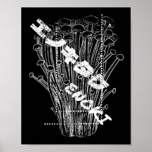 White Enoki Mushrooms Japans briefje Fungus Food Poster