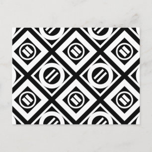 White Equal Sign Geometric Pattern op Black Briefkaart
