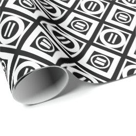 White Equal Sign Geometric Pattern op Black Cadeaupapier