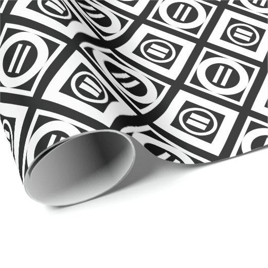 White Equal Sign Geometric Pattern op Black Cadeaupapier (Rol Hoek)