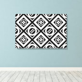 White Equal Sign Geometric Pattern op Black Canvas Afdruk (Insitu (Houten vloer))