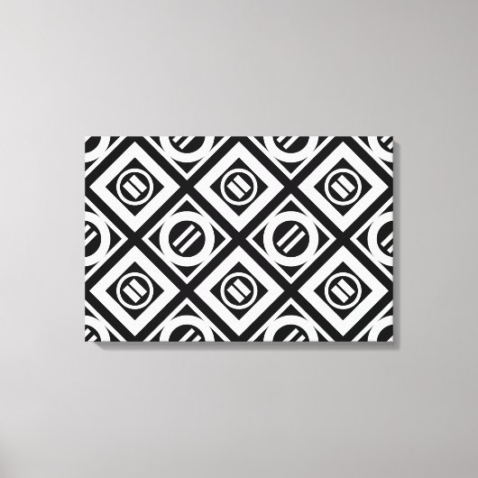 White Equal Sign Geometric Pattern op Black Canvas Afdruk (Voorkant)