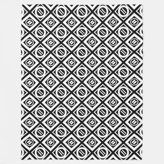 White Equal Sign Geometric Pattern op Black Fleece Deken (Voorkant)